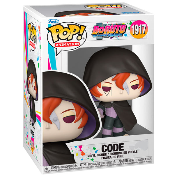 Vue rapprochée de la figurine Funko POP Boruto Naruto Next Generations avec détails précis du visage et costume