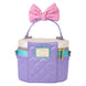 Sac Loungefly Disney Daisy posé sur fond clair montrant ses dimensions compactes