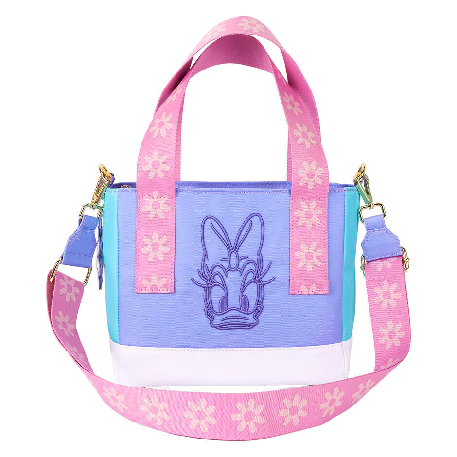 Photo du sac Loungefly Disney Daisy ouvert, révélant l'intérieur spacieux
