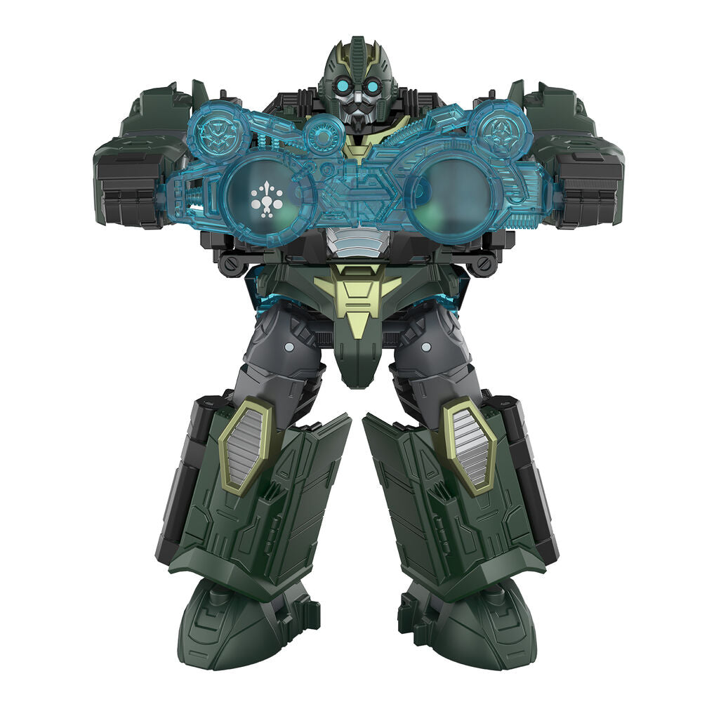 Figurine Transformers Alchemist Prime posée sur un socle pour collectionneurs