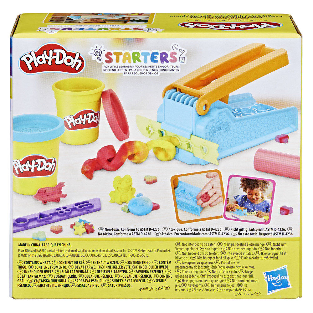 Pots de pâte à modeler primaires rouge, bleu et jaune inclus dans le set