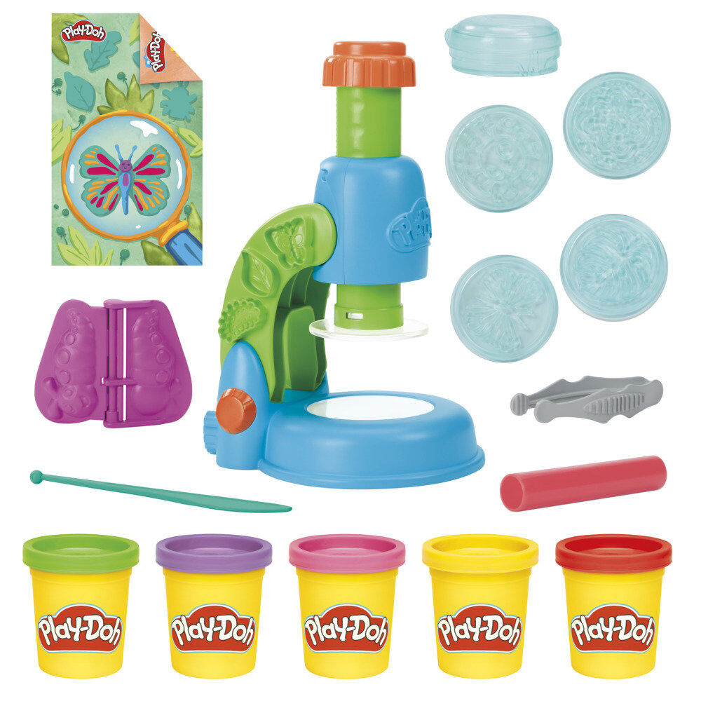 Microscope Play-Doh allumé montrant une création illuminée sur une lame