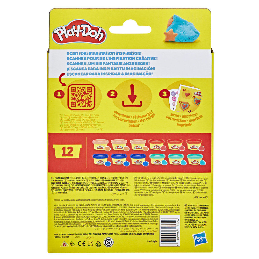 Détail des autocollants personnalisables apposés sur les mini pots Play-Doh
