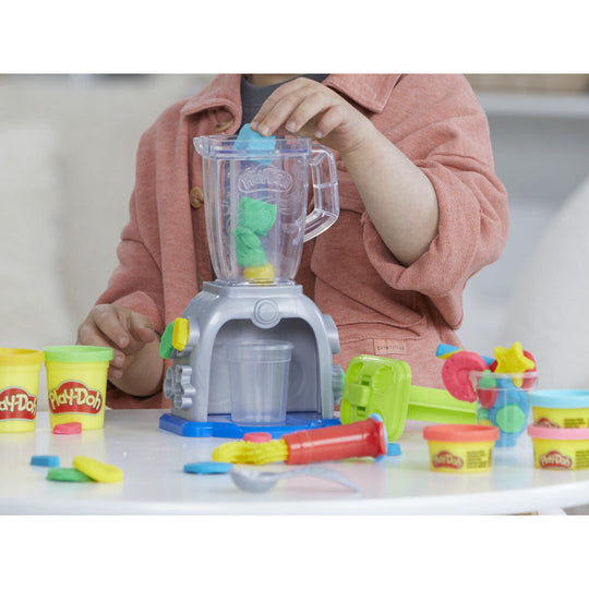 Mixeur Play-Doh avec couvercle transparent montrant la pâte en mouvement