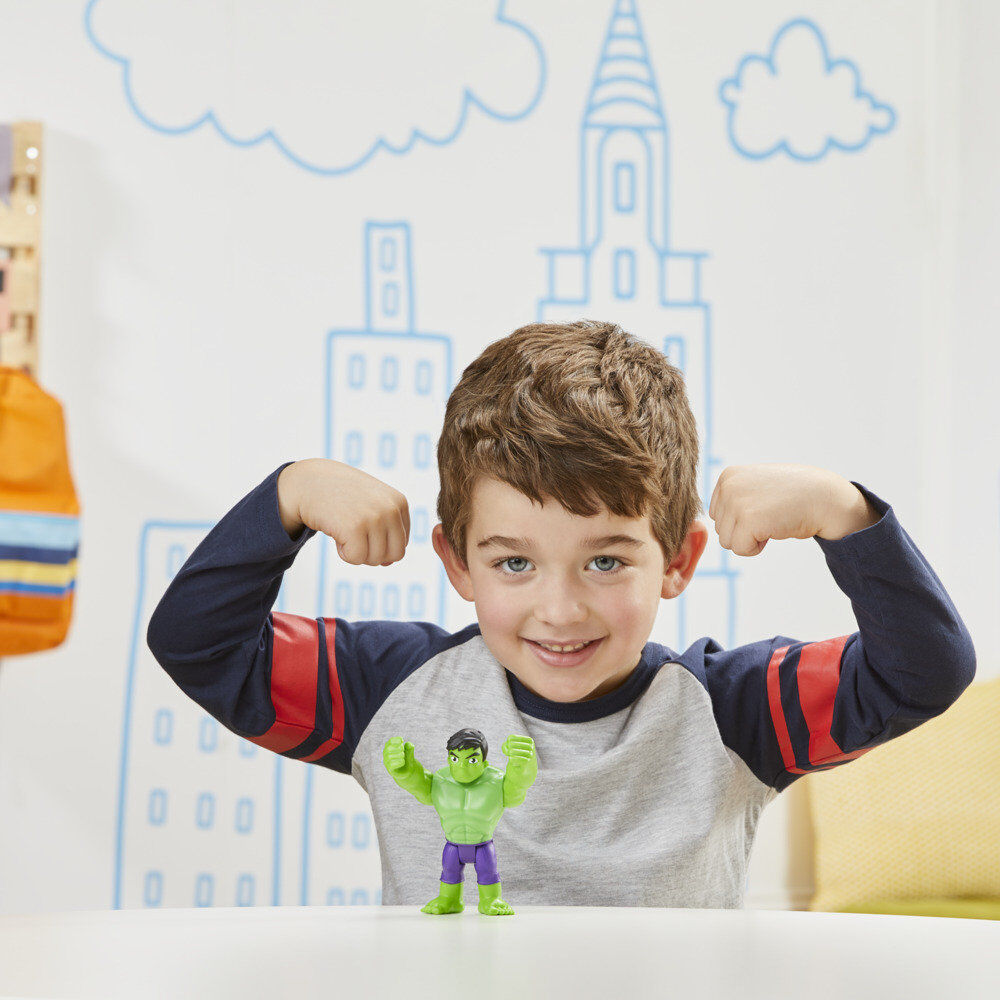 Photo de la figurine Hulk Marvel Spidey and His Amazing Friends avec un fond neutre mettant en valeur ses couleurs vives