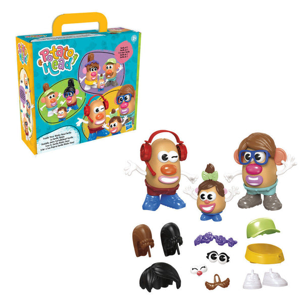 Vue d'ensemble du coffret Mr. Potato Head avec les 3 corps de pomme de terre et accessoires