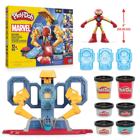 Boîte du laboratoire d'armure Play-Doh Marvel Iron Man avec illustration colorée