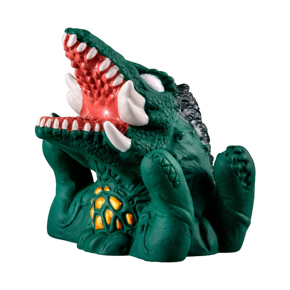Vue rapprochée de la figurine Godzilla Sofvidoll en vinyle, détails sculptés