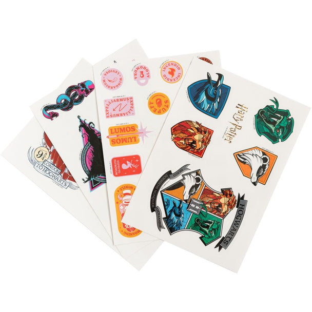 Planche de stickers Harry Potter avec motifs des maisons de Poudlard et symboles magiques ERIK