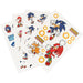 Planche 1 d'autocollants Sonic The Hedgehog avec plusieurs personnages colorés sur fond blanc