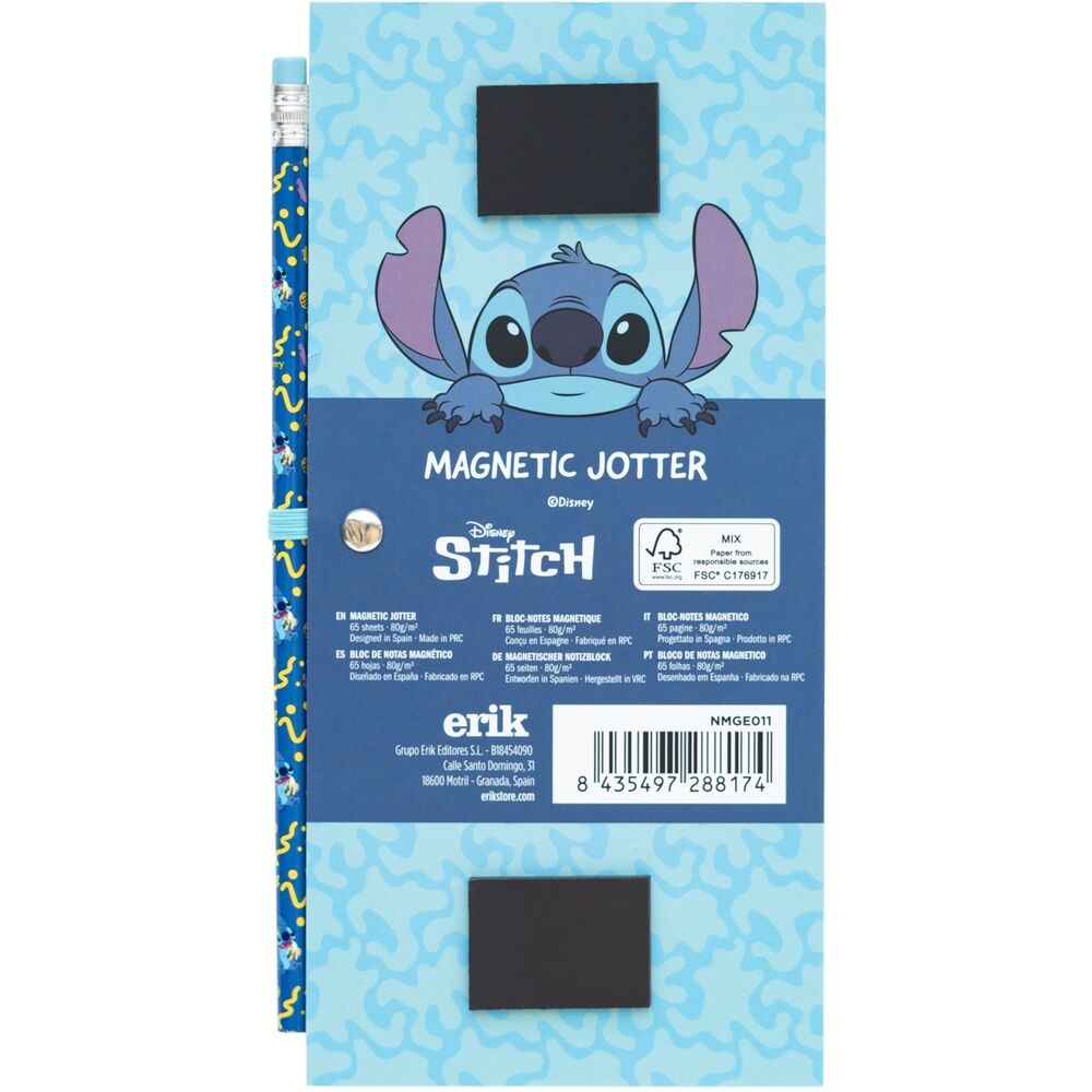 Vue rapprochée des deux aimants puissants au dos du bloc-notes Stitch