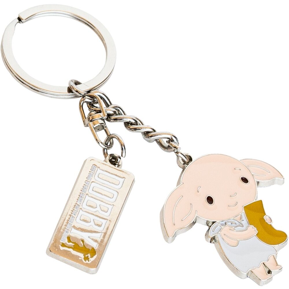 Vue latérale du porte-clés Dobby de 12cm signé ERIK avec sa chaîne métallique brillante