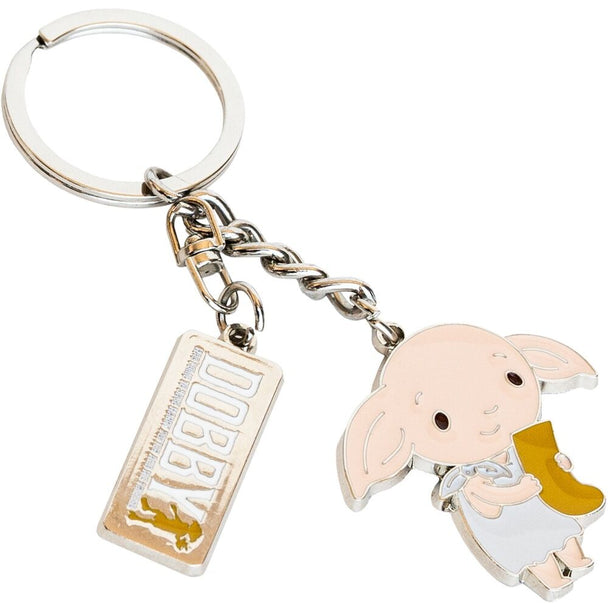 Vue latérale du porte-clés Dobby de 12cm signé ERIK avec sa chaîne métallique brillante