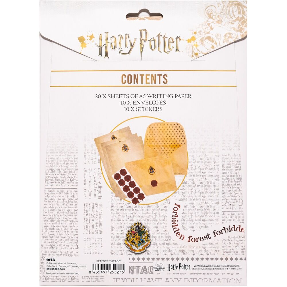 Enveloppes et timbres assortis Harry Potter ERIK inclus dans le coffret pour un envoi authentique