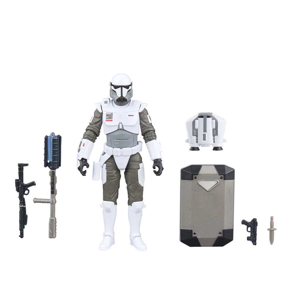 Vue latérale gauche de la figurine articulée Commando Impérial 9,5cm avec accessoires