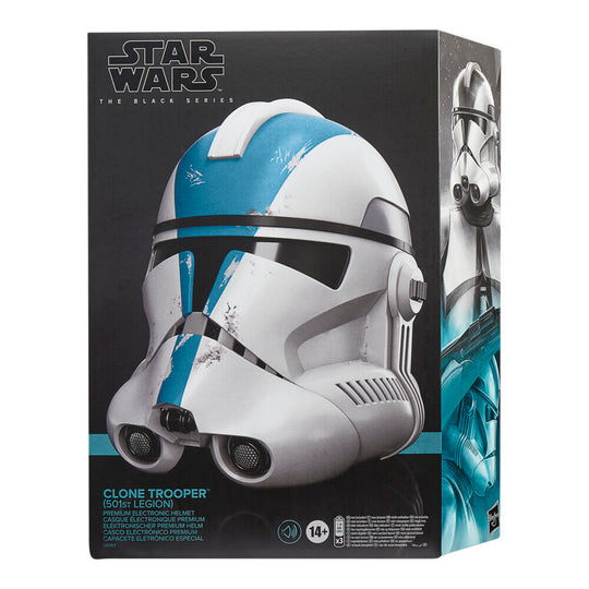 Image rapprochée du bouton pour modifier la voix sur le casque Clone Trooper