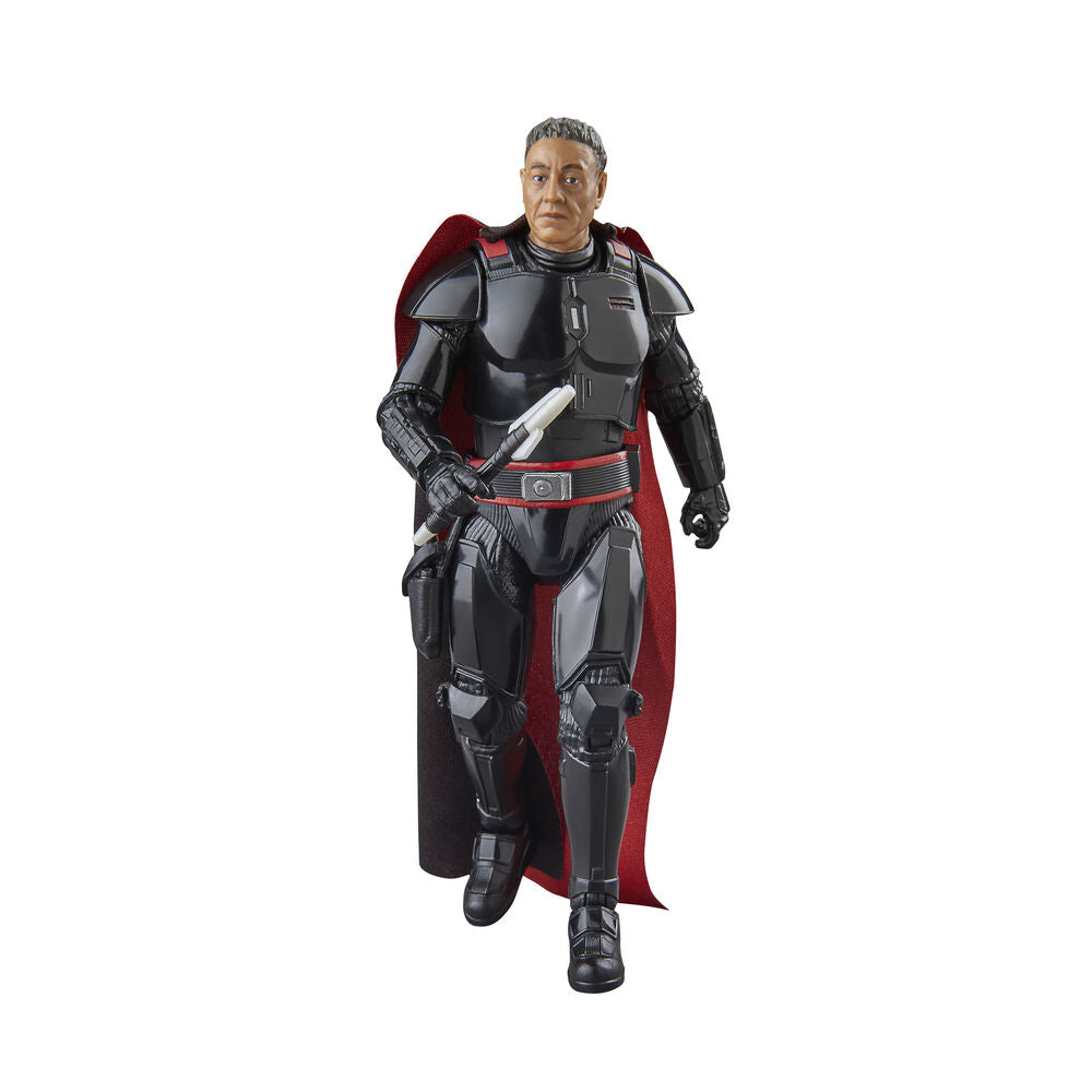 Gros plan sur le visage menaçant de la figurine Moff Gideon de Star Wars Black Series