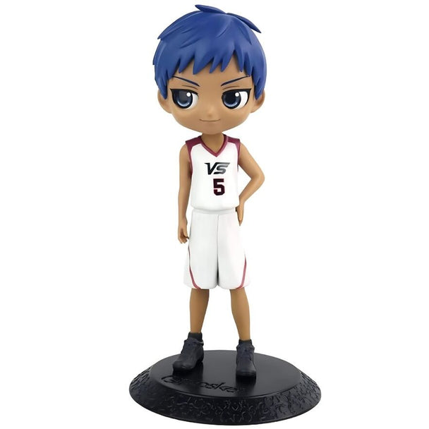 Figurine Daiki Aomine Q Posket 14cm BANPRESTO, vue latérale montrant la posture dynamique et les couleurs vives du personnage