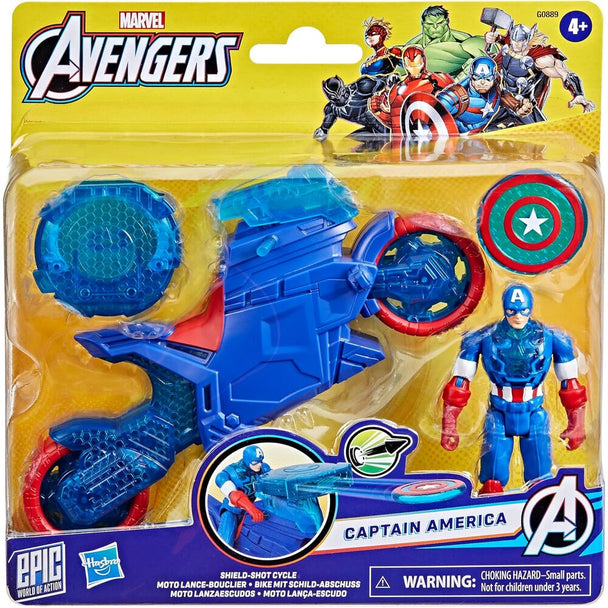 Figurine Captain America Marvel Avengers de 10 cm avec bouclier et lanceur