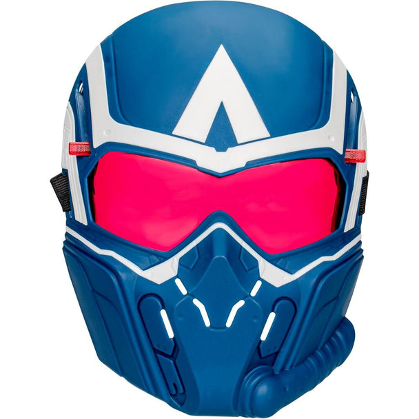 Vue latérale du masque Marvel Captain America montrant le mécanisme de réglage des lentilles