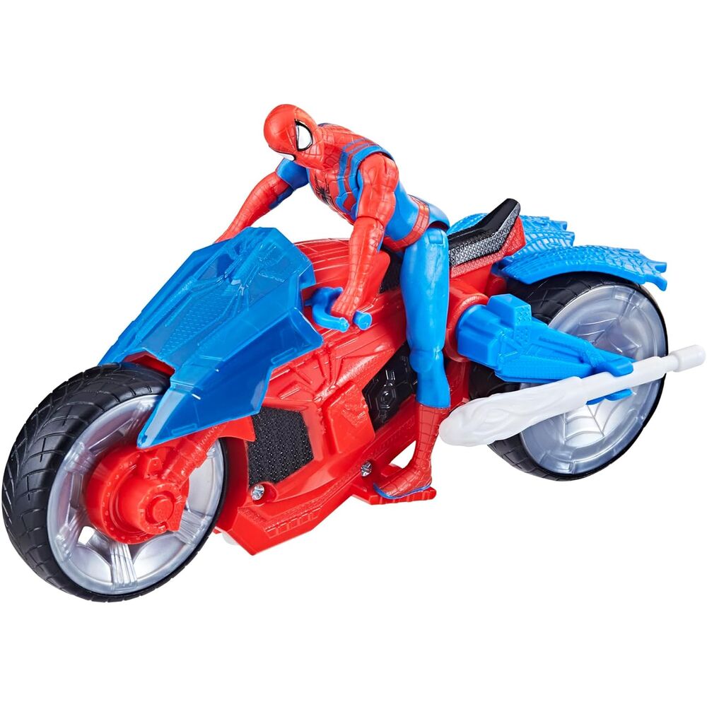 Vue rapprochée du bouton de lancement des missiles sur la moto Spider-Man