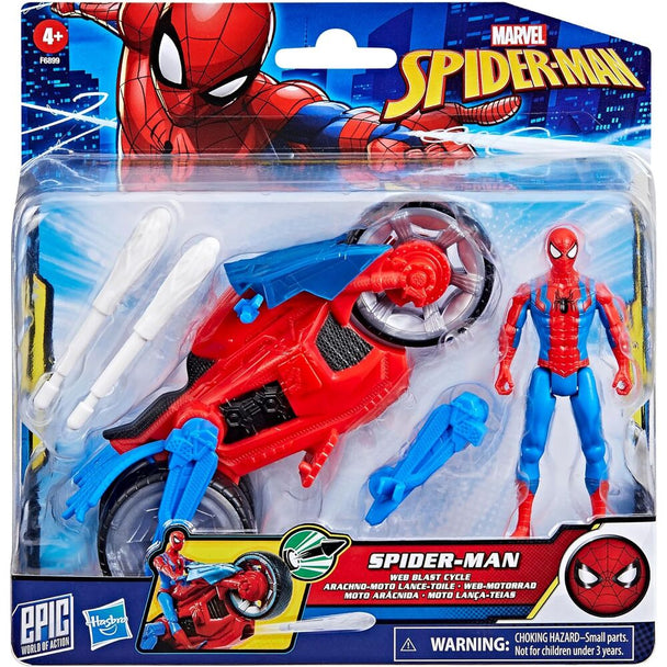 Figurine Spider-Man de 10cm en position dynamique avec costume classique rouge et bleu