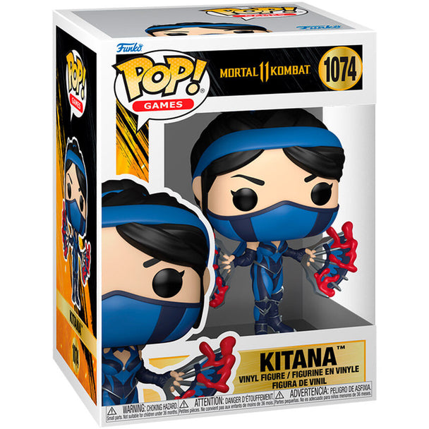 Figurine Funko POP Kitana de Mortal Kombat 11 en vinyle, 9 cm, présentée dans sa boîte cadeau officielle