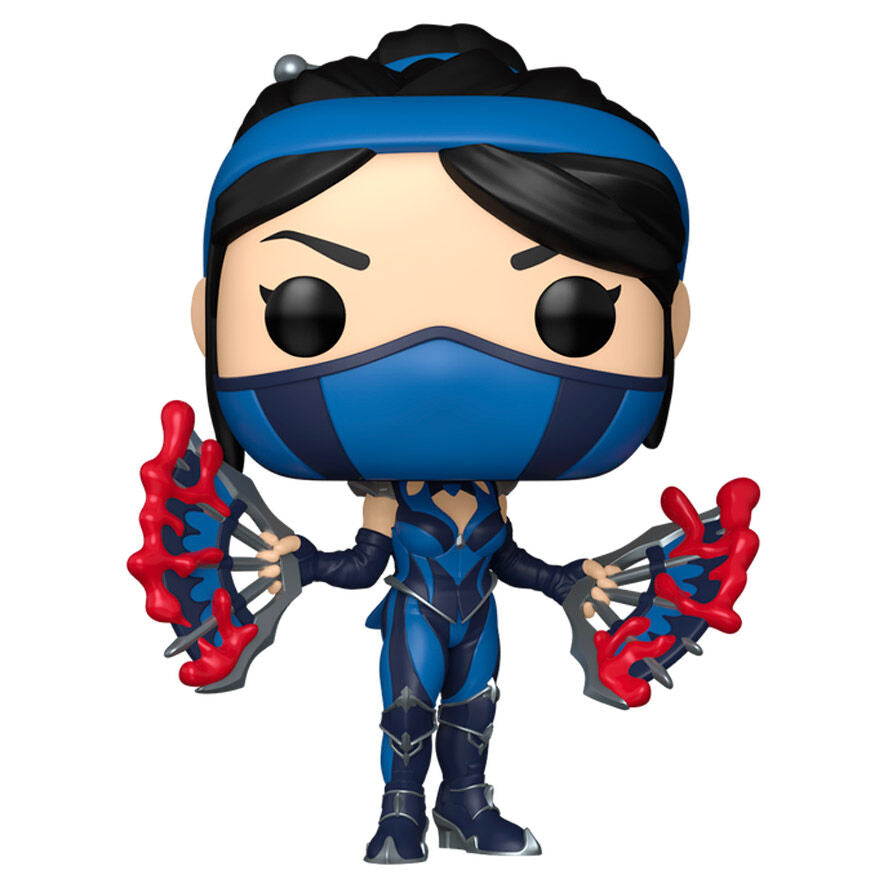 Détail de la figurine Funko POP Kitana avec son costume et accessoires caractéristiques de Mortal Kombat 11