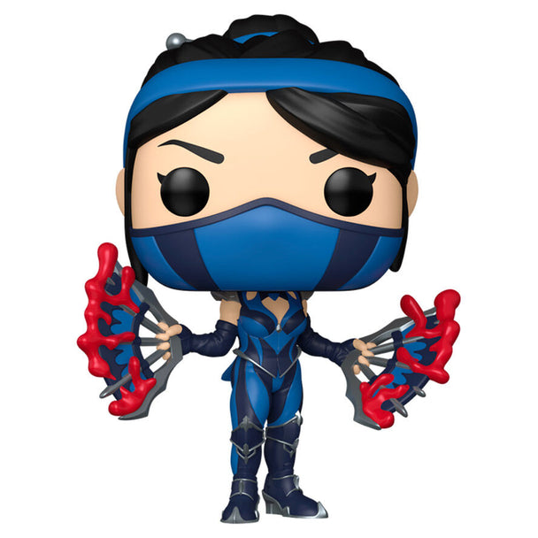 Détail de la figurine Funko POP Kitana avec son costume et accessoires caractéristiques de Mortal Kombat 11