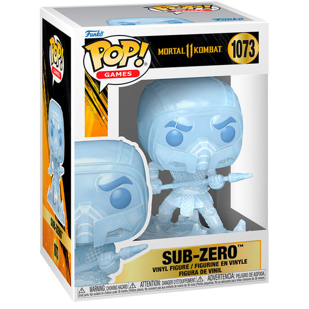 Vue rapprochée de la figurine Funko POP Sub-Zero avec détails précis du costume et du visage