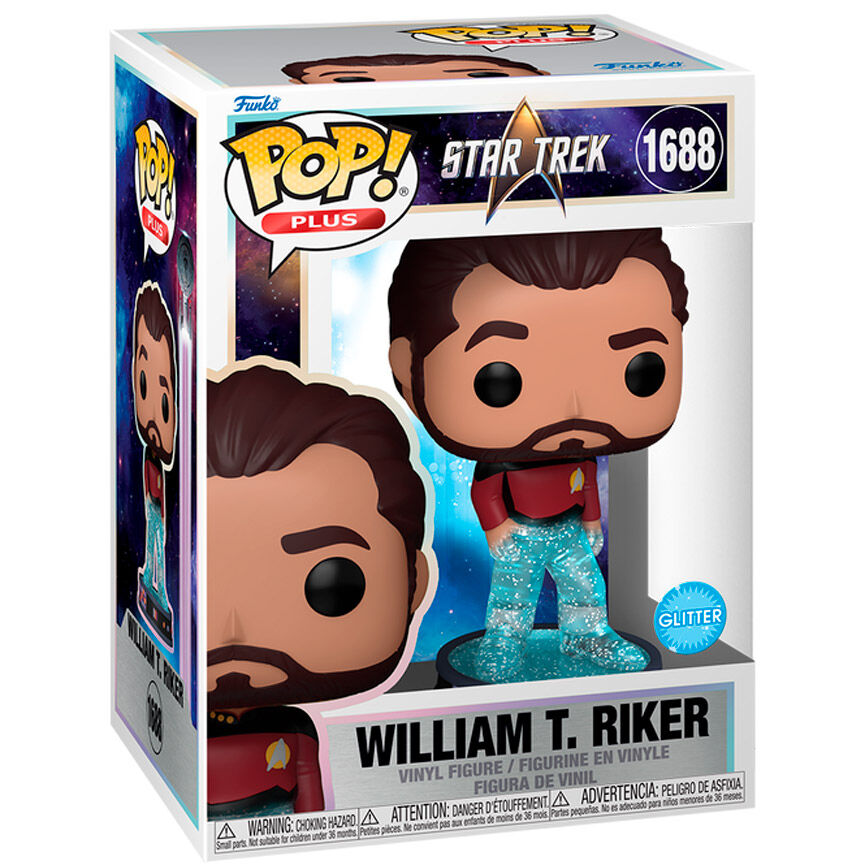 Figurine Funko POP William T. Riker de Star Trek en vinyle, vue de face dans sa boîte cadeau
