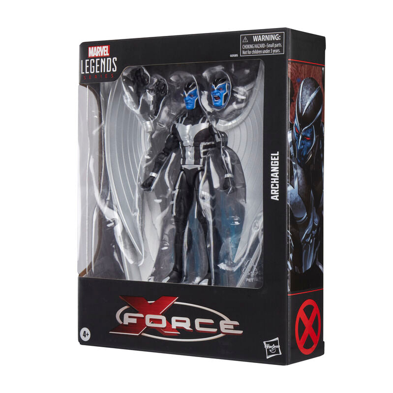 Collection Marvel Legends avec la figurine Archangel X-Force mise en avant parmi d'autres personnages