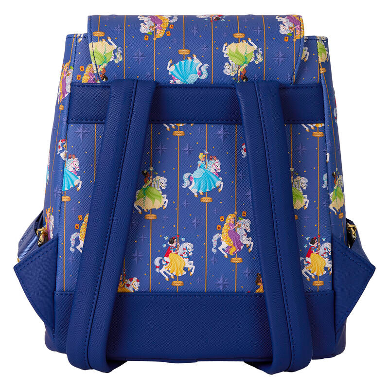 Poches avant zippées du sac à dos Disney Princess Carousel pour un rangement sécurisé et pratique