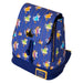 Détails des clous métalliques moulés et motifs décoratifs sur le sac à dos Loungefly Disney