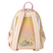 Zoom sur le détail des fleurs 3D iridescentes et appliqués sur le sac à dos Stitch Loungefly