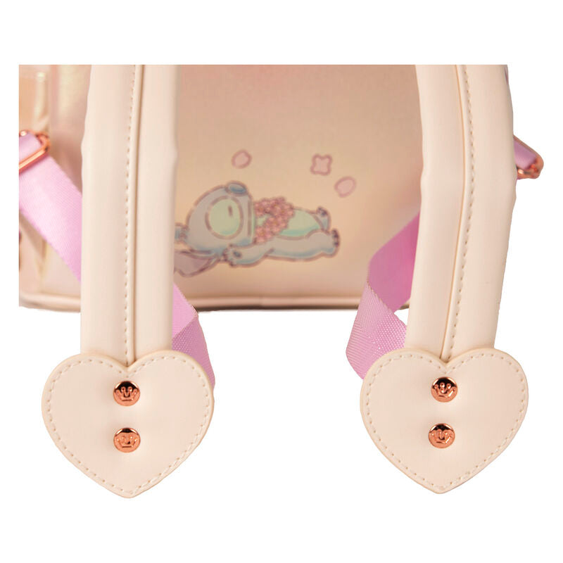 Intérieur du sac à dos Loungefly Stitch avec doublure assortie et compartiment spacieux