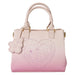 Détail de la bandoulière ajustable en cuir vegan marron clair du sac Loungefly Stitch
