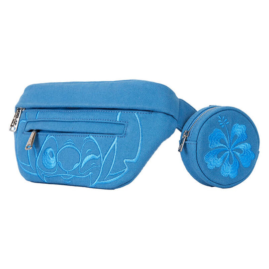 Image de la pochette Stitch portée autour de la taille, illustrant son confort et son style.