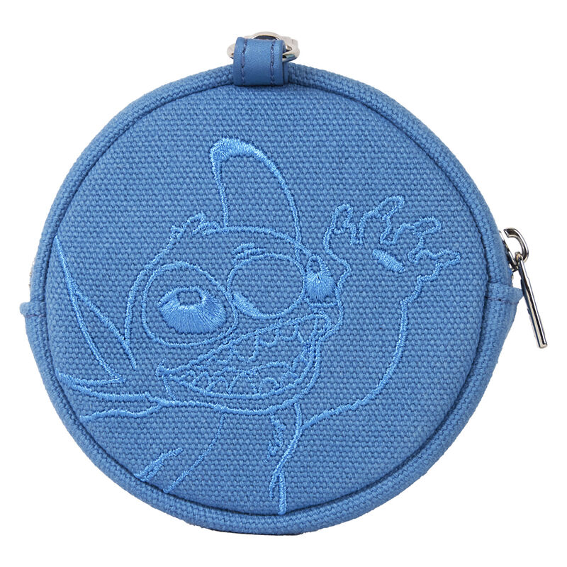 Vue arrière de la pochette ceinture Stitch montrant la boucle ajustable et le matériau robuste.