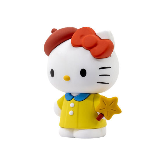 Hello Kitty en tenue de fête avec chapeau et robe à motifs, figurine 7cm