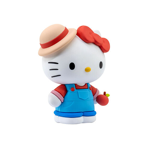 Figurine Hello Kitty avec robe bleue et bouquet de fleurs, modèle 7cm