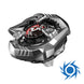 Image du booster Beyblade X Keel Shark en action lors d'une bataille dans l'arène Beystadium.