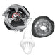 Vue rapprochée du kit de renforcement Beyblade X Keel Shark 1-60Q avec ses pièces interchangeables.