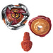 Vue rapprochée de la toupie Beyblade X Hammer Incendio 3-70H UX avec détails des lames et broche