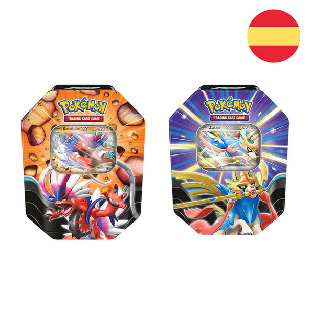 Vue de face de la boîte Pokémon été espagnole avec illustrations colorées et logo officiel