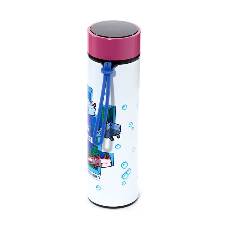 Bouteille thermos en acier inoxydable avec design inspiré du personnage Axolotl de Minecraft