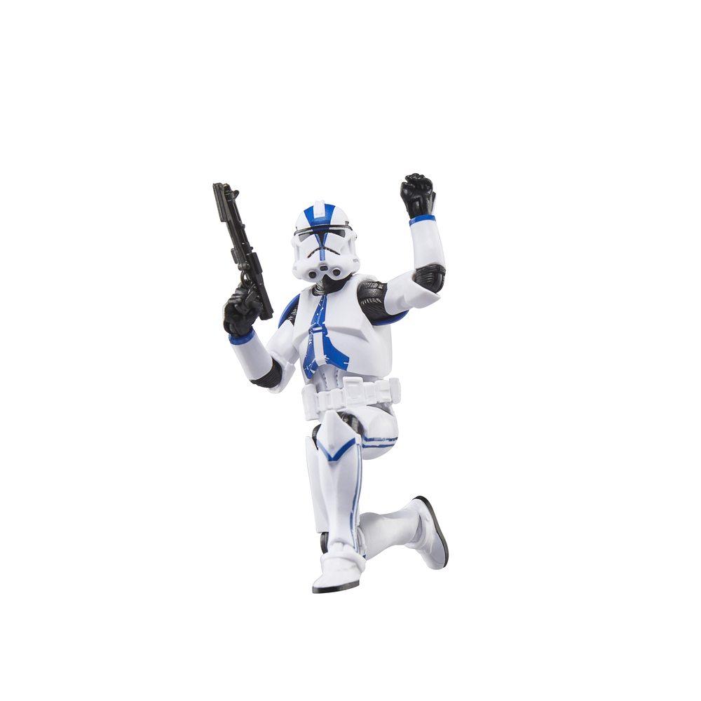 Profil gauche de la figurine Obi-Wan Kenobi Clone Trooper montrant l'articulation des bras
