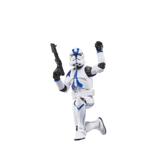 Profil gauche de la figurine Obi-Wan Kenobi Clone Trooper montrant l'articulation des bras