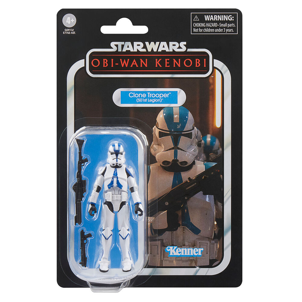 Photo de groupe montrant la figurine Obi-Wan Kenobi Clone Trooper avec ses accessoires