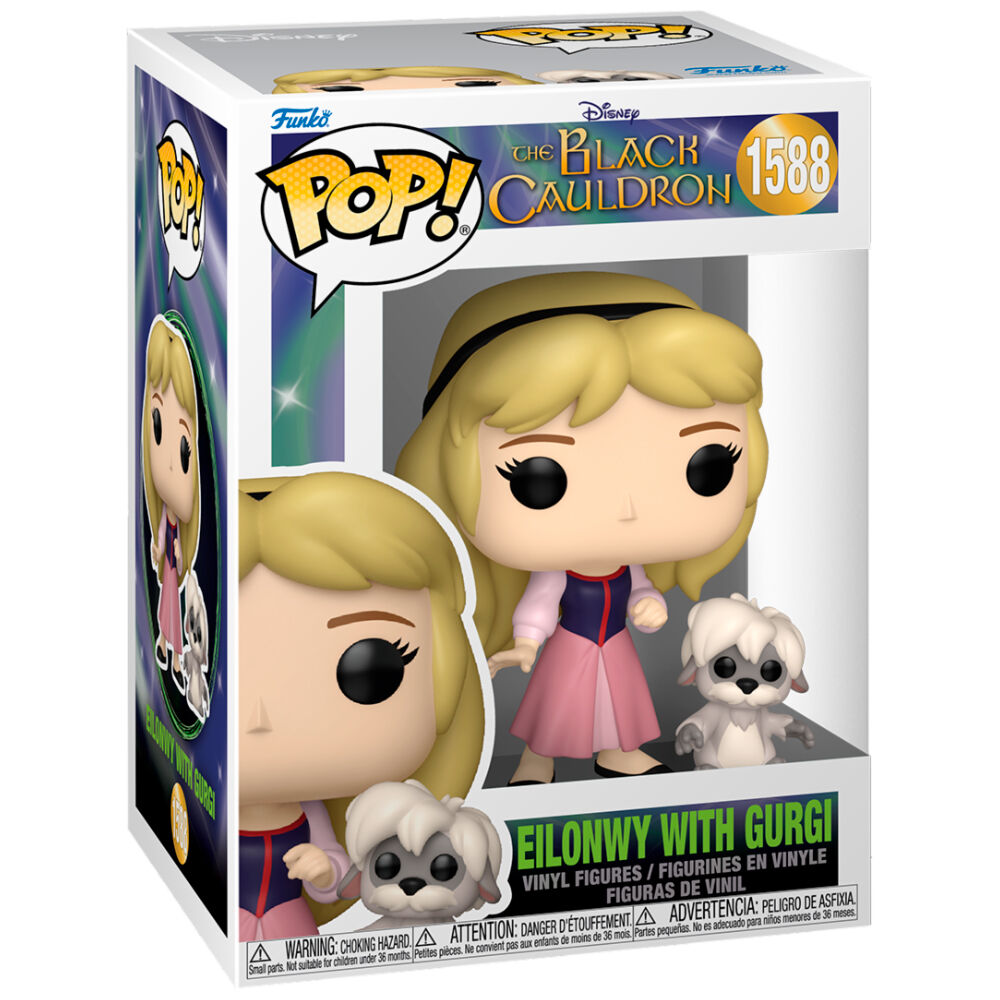 Figurine Funko POP Eilonwy de 9 cm avec sa robe bleue et sa couronne dans la boîte cadeau officielle